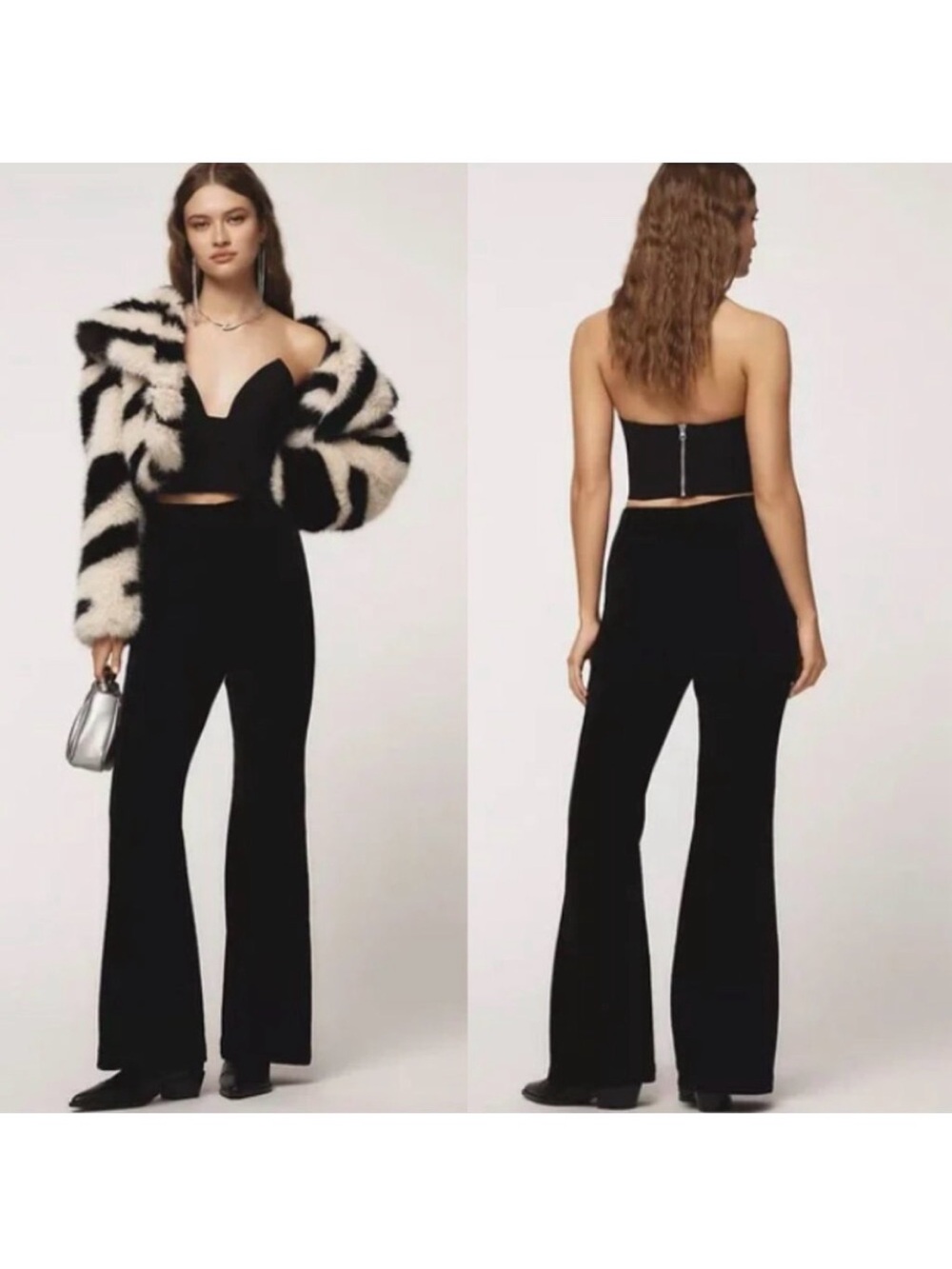 Anthropologie Black Boot-Cut Velvet Bell Bottom Pants NWT